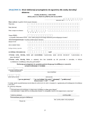 Adult/External Exam Participation Declaration