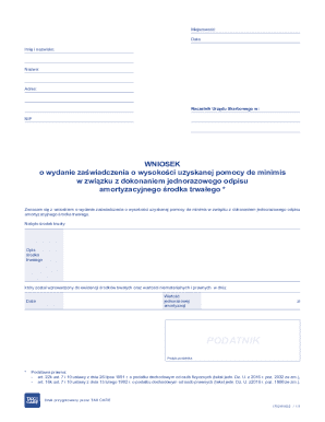Poland De Minimis Aid Certificate Request