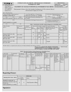 Form 4 Statement of Changes in Beneficial Ownership