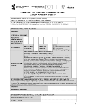 Project Participant Registration Form