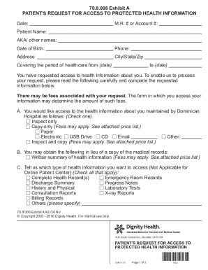Patient's Request for Access to Protected Health Information