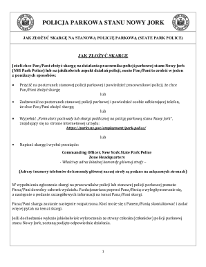 New York State Park Police Complaint Form