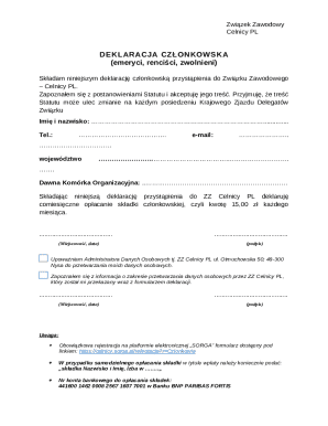 Związek Zawodowy Celnicy PL Membership Declaration