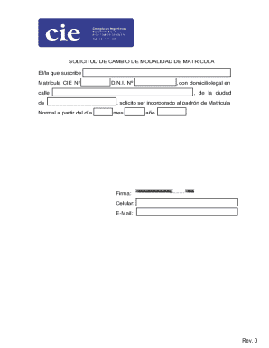 Solicitud de Cambio de Modalidad de Matrícula