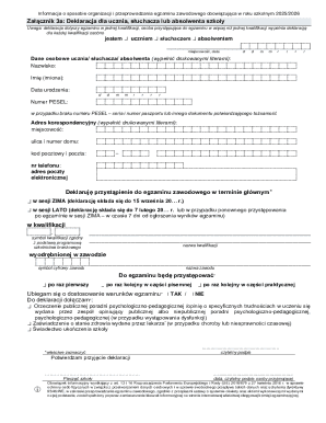 Polish Vocational Exam Declaration Form