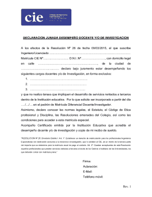 Docente e Investigación Jurada Declaration
