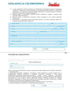 NSZZ Solidarność Membership Declaration