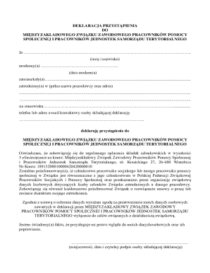 Polish Union Membership Declaration