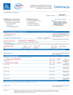 Group Life Insurance Participation Declaration