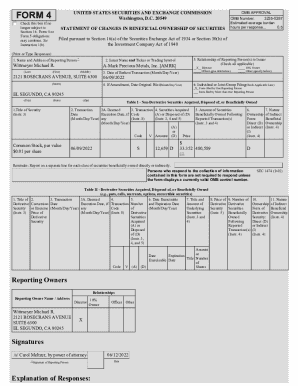 Form 4 Statement of Changes in Beneficial Ownership