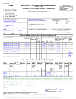 SEC Form 4 Statement of Changes in Beneficial Ownership