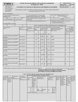 SEC Form 4 Statement of Changes in Beneficial Ownership