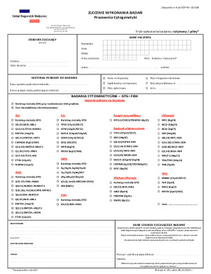 Medical Cytogenetic Testing Order Form