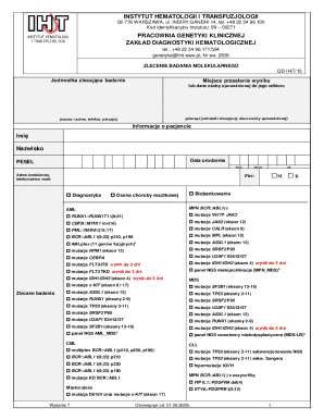 Molecular Genetic Testing Order Form