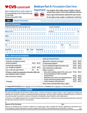 Medicare Part D Prescription Claim Form