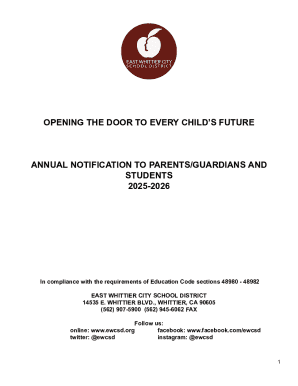 2025-2026 Annual Notification to Parents and Guardians
