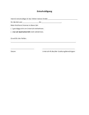 Entschuldigung für Fehlen