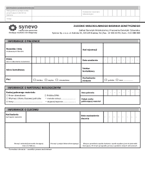 Genetic Testing Order Form