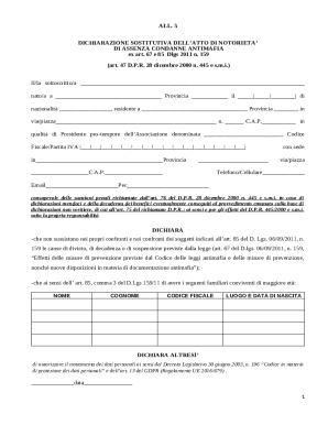 Italian Anti-Mafia Declaration Form