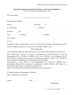 Italian Declaration of Substitution of Notoriety