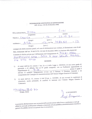 Italian Declaration of Substitution of Certification