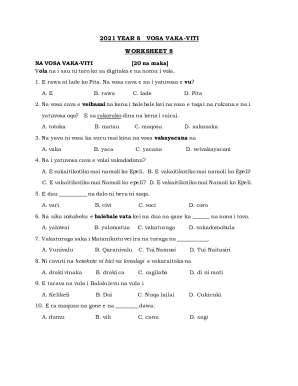 Fijian Language Worksheet 8