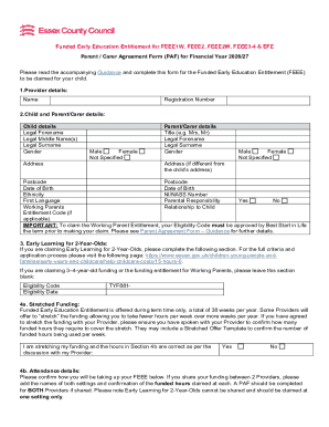 Funded Early Education Entitlement Parent Agreement Form