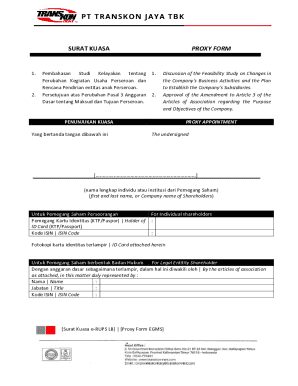 Proxy Form for Shareholder Meeting