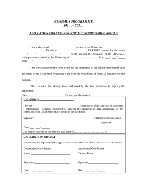 Erasmus Study Period Extension Application