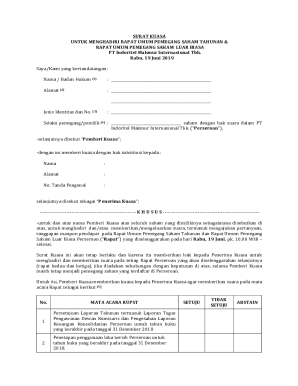 Proxy Form for Annual General Meeting of Shareholders