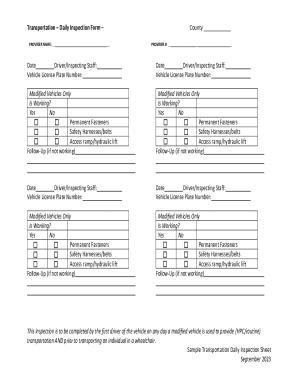 Transportation Daily Inspection Form