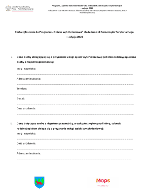 Respite Care Program Application Form 2025