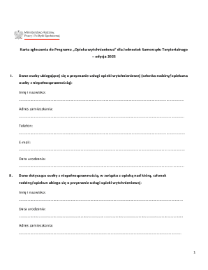 Respite Care Program Application Form 2025