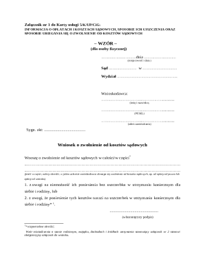 Polish Court Fee Exemption Application