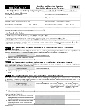 Arizona Form 120S Schedule K-1 Shareholder’s Information