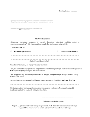 Personal Assistant Program Declaration