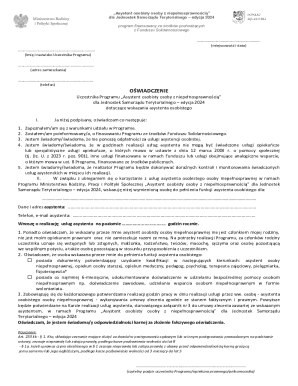 Personal Assistant for Disabled Person Program Declaration