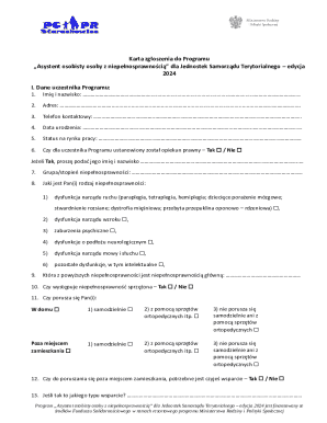 Personal Assistant Program Application Form