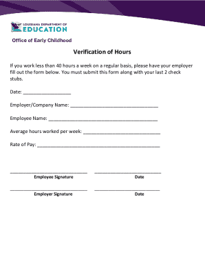 Verification of Hours Form