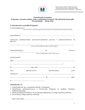 Personal Assistant for Disabled Person Program Declaration