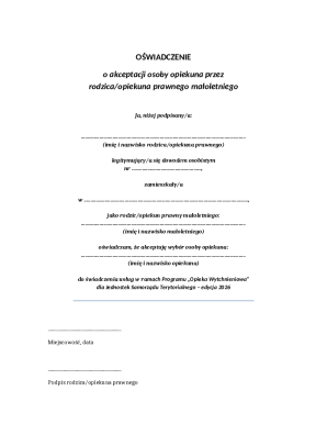 Parent's Consent for Guardian in Respite Care Program