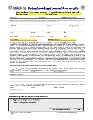 Volunteer Employment Criminal Background Check