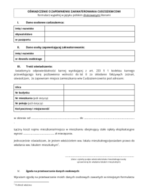 Poland Foreigner Accommodation Certificate