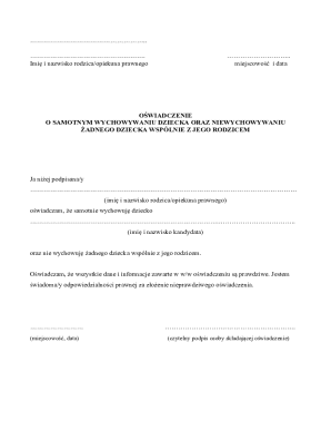 Parent's Declaration of Sole Custody