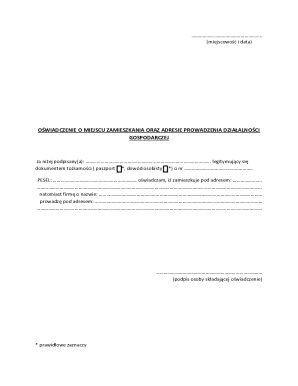 Residence and Business Address Declaration