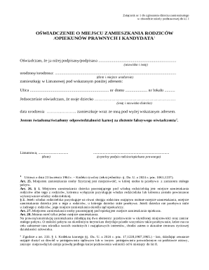 Polish Residence Affidavit for School Enrollment