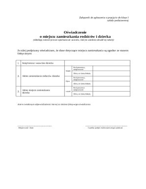 Polish School Admission Declaration Form