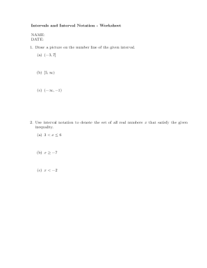 Intervals and Absolute Value Worksheet