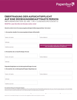 German Youth Supervision Transfer Form