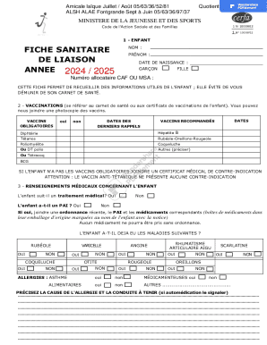 French Child Health Form